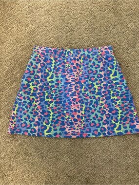Neon Leopard Print Mini Skort  - Blue/Pink/Green